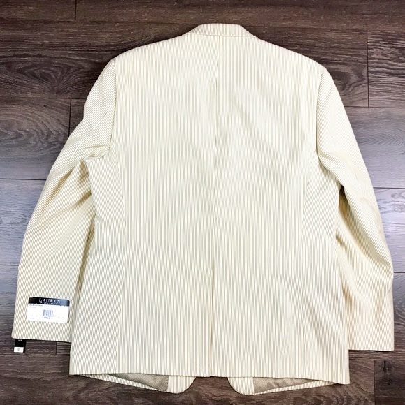 Lauren Ralph Lauren Mens Classic Fit 2 Piece Suit Jacket & Trouser - Tan & White - Picture 6 of 13